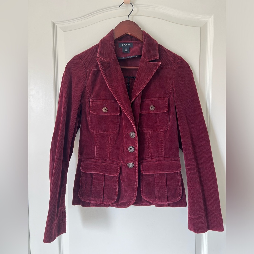 Gant Burgundy corduroy fitted jacket